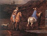Jan the elder Brueghel Travellers on the Way [detail 1] painting